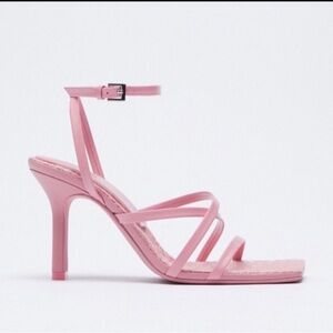 Pink Strappy Heeled Sandals